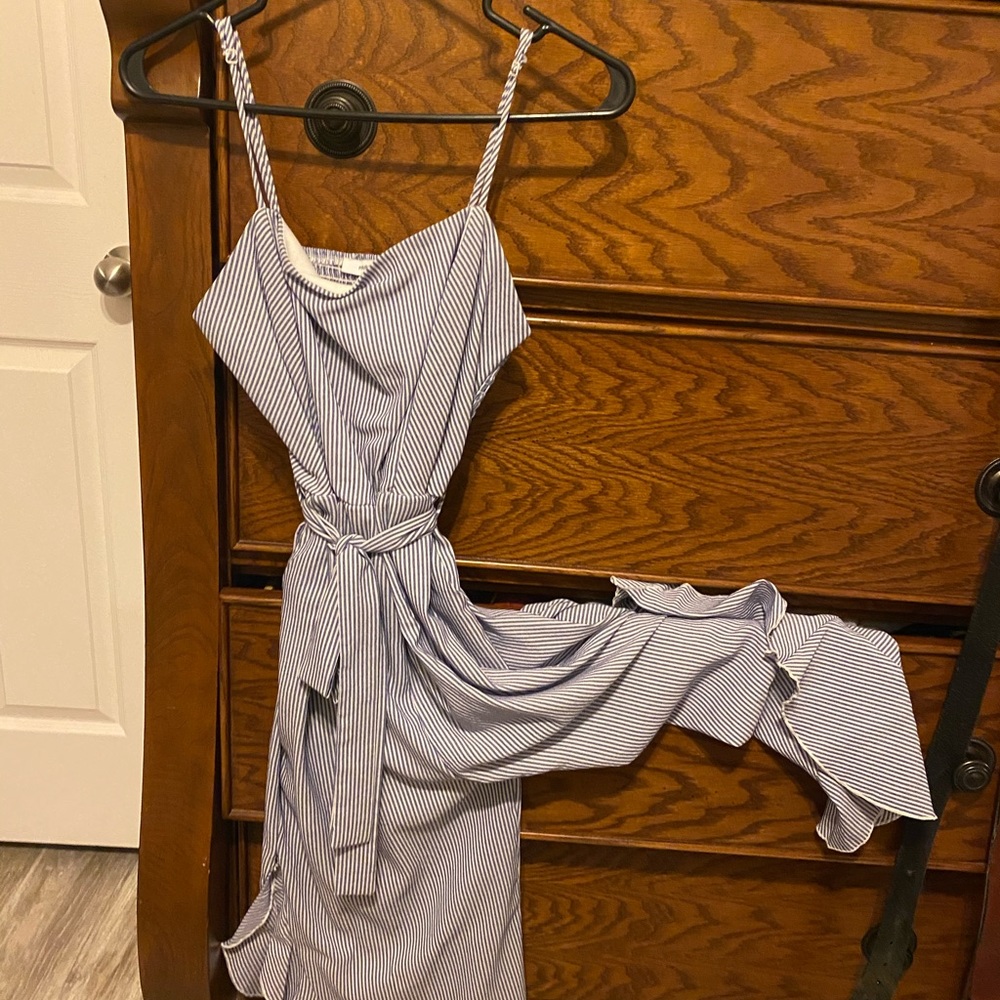 Blue strip jump suit
